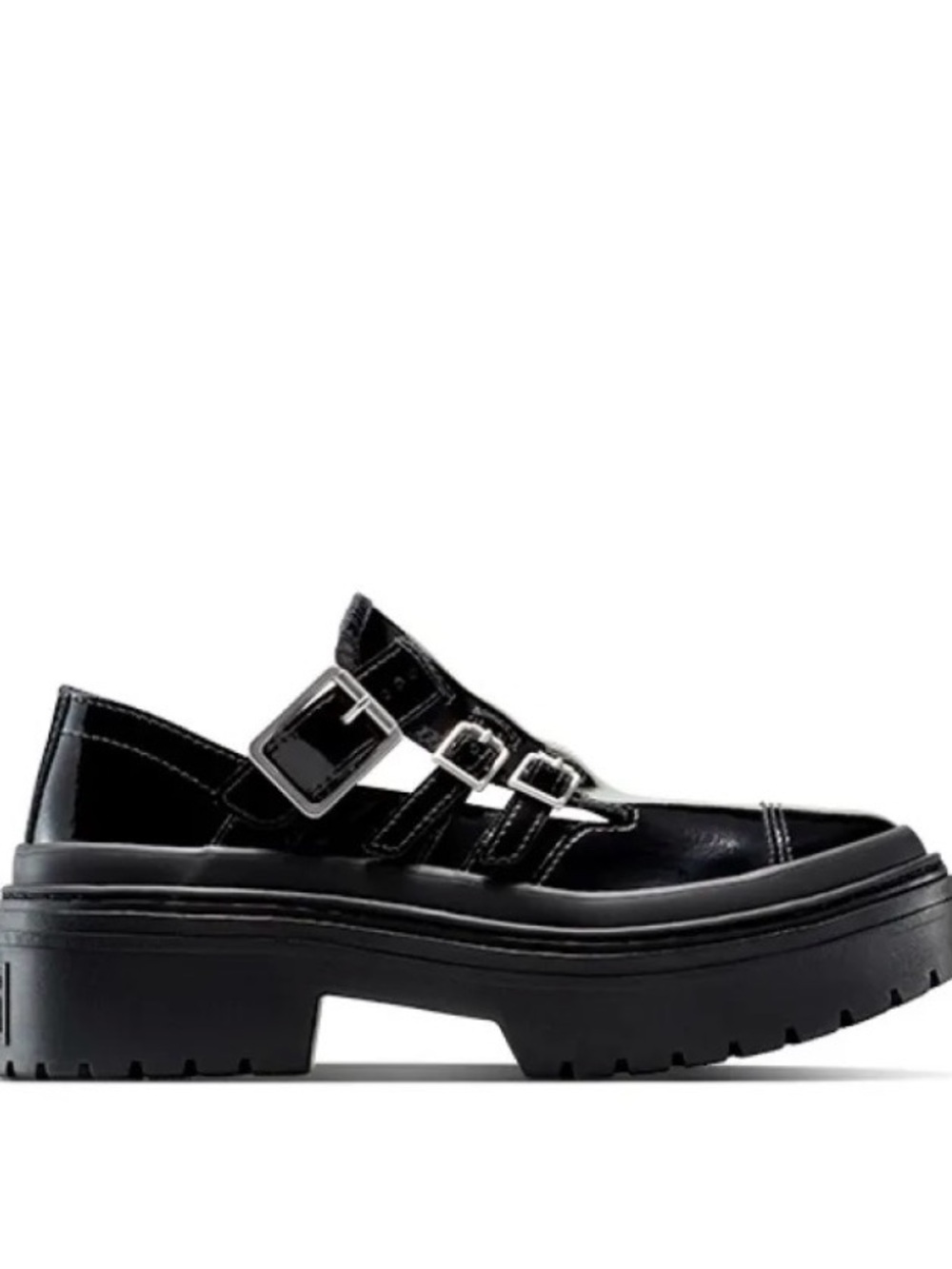 NEW CONVERSE BLACK PATENT CHUCK TAYLOR ALL STAR LUGGED HEEL MARY JANE PLATFORM 8 - Picture 2 of 14